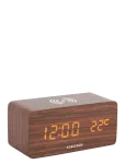 KARLSSON - Alarm Clock Block W. Phone Charger Led Dark Wood Veneer, White Led - &Auml;ratuskellad - W7.1CM