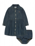 Ralph Lauren Baby - Shirred Denim Shirtdress & Bloomer - Pikkade varrukatega vabaajakleidid - 85-90