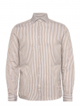 Lindbergh Black - 1927: Cotton/Linen Soft Collar Stripe Wf L/S - &Auml;ris&auml;rgid - M