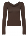 Monki - Long-Sleeved Slim Fit Scoop Neck Top - Pikkade varrukatega - XL