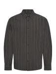 HAN Kj&oslash;benhavn - Washed Stripe Long Sleeve Shirt - Mustriga s&auml;rgid - 48