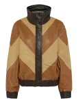 Stella Nova - Patchwork Leather Bomber Jacket - Nahk - 34