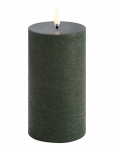 UYUNI Lighting - Led Pillar Candle, Olive Green, Rustic, 7,8X15,2 Cm - Plokkk&uuml;&uuml;nlad - H15.2CM