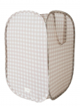 3 Sprouts - 3 Sprouts Pop-Up Laundry Hamper, Gingham Beige - Hoiukarbid - ONE SIZE