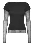 Monki - Double Sleeve T-Shirt - L&uuml;hikeste varrukatega - S