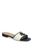 Lauren Ralph Lauren - Everley Leather-Trim Canvas Slide Sandal - Madalad sandaalid - 38