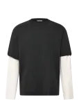 Weekday - Double-Layered Cotton T-Shirt - Pikkade varrukatega - S