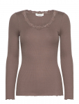 Rosemunde - Rwbabette Silk Ls U-Neck Lace T-Shi - Pikkade varrukatega - XL