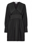 GANNI - Cotton Poplin V-Neck Smock Mini Dress - L&uuml;hikesed kleidid - 40