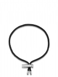 Nialaya - Men's Black String Bracelet With Adjustable Silver Lock - K&auml;ev&otilde;rud - ONE SIZE 20 cm