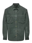 ONLY & SONS - Onsalp 2Pkt Washd Cord Ls Shirt Noos - Velvets&auml;rgid - S