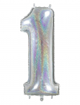 IPK - Number Foil 1 Hologram Silver 70 Cm - Laste s&uuml;nnip&auml;ev - 0