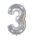 IPK - Number Foil 3 Hologram Silver 70 Cm - Laste s&uuml;nnip&auml;ev - 0