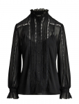 Lauren Ralph Lauren - Lace-Trim Crinkle Georgette Blouse - Pikkade varrukatega - XL