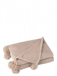 J-Line - Plaid Pompom Polyester Dark Beige - Tekid ja pleedid - ONE SIZE