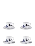 Alessi - Set Of Mocha Cup With Saucer In White Porcelain Pattern Design By Samiro Yunoki - Kohvitassid - H:7.4CM