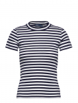Polo Ralph Lauren - Striped Ribbed Cotton Crewneck Tee - L&uuml;hikeste varrukatega - S