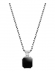 Nialaya - Silver Necklace With Square Matte Onyx Pendant - Kaelakeed - ONE SIZE 59 cm