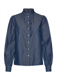 Lexington Clothing - Denim Frill Blouse - Pikkade varrukatega - XS