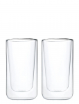 Blomus - Set Of 2 Insulated Latte Macchiato Glasses - 0,32 L - Nero - Clear Glass - Joogiklaasid - L 7.6CM