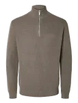 Selected - Slmdane Ls Knit Reg Struc Half Zip Noos - Poolpika lukuga džemprid - L
