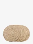 House Nordic - Rina - Placemat In Braided Jute, Nature &Oslash;38 Cm, Set Of 4 - Lauamatid - 38X38X0.5CM