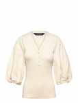 Lauren Ralph Lauren - Rib-Knit Balloon-Sleeve Henley Top - L&uuml;hikeste varrukatega - L