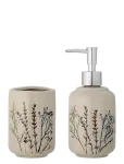 Bloomingville - Bea Soap Dispenser Set, Nature, Stoneware - Seebipumbad ja seebitopsid - ONE SIZE