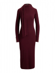 Lauren Ralph Lauren - Scarf-Trim Cotton-Blend Rib-Knit Dress - P&otilde;lveni ja midi - S