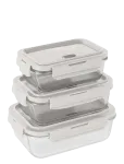 Berlingerhaus - 3 Pcs Glass Food Container Set, Cream - Kastid ja konteinerid - 570ML|840ML|1180ML