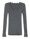 Rosemunde - Rwbenita Silk Ls O-Neck Lace T-Shirt - Pikkade varrukatega - XS