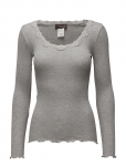 Rosemunde - Rwbabette Silk Ls U-Neck Lace T-Shirt - Pikkade varrukatega - XL