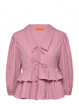 STINE GOYA - 2342 Pleated Poly, Balloon Sleeve Tie Top - Pikkade varrukatega - M