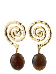 Pilgrim - Still Earrings Gold-Plated/Brown - Statement k&otilde;rvar&otilde;ngad - ONE SIZE