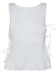 Ganni - Top In White Smocked Cotton - Varrukateta - 32