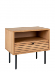 House Nordic - Rika - Side Table, 1 Drawer, Oak Veneer, Natural, Black Metal Legs, 50X40X50 Cm - Abilauad ja v&auml;ikesed lauad - ONE SIZE