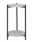 House Nordic - Brno Side Table, Travertine Look, Black Legs, &Oslash;27X46 Cm - Abilauad ja v&auml;ikesed lauad - 27X27XH46CM