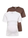 Only Maternity - Olmnima Ss O-Neck Nursing Top 2-Pack Jrs - L&uuml;hikeste varrukatega - M