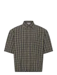 Weekday - Boxy Short-Sleeved Cotton Shirt - L&uuml;hikeste varrukatega s&auml;rgid - L