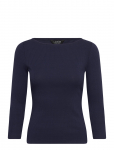 Lauren Ralph Lauren - Rib-Knit Cotton-Blend Boatneck Tee - Pikkade varrukatega - M