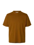 Selected - Slmtaj Mid Wgt Peach Ss O-Neck Tee Noos - L&uuml;hikeste varrukatega - S