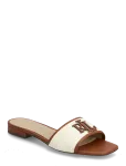 Lauren Ralph Lauren - Everley Leather-Trim Canvas Slide Sandal - Madalad sandaalid - 38