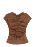 Laagam - Simone Brown Ruched Blouse - Pikkade varrukatega - XL