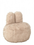 J-Line - Stool Fur With Bunny Ears Wood Taupe - Taburetid ja pingid - ONE SIZE
