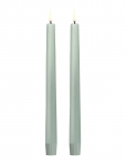 UYUNI Lighting - Led Taper Candle, Dusty Green, Smooth, 2-Pack, 2,3X25 Cm - LED-k&uuml;&uuml;nlad - H25CM