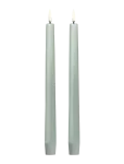 UYUNI Lighting - Led Taper Candle, Dusty Green, Smooth, 2-Pack, 2,3X25 Cm - LED-k&uuml;&uuml;nlad - H25CM