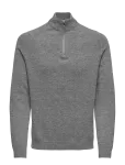 ONLY & SONS - Onsedward Reg 7 Wool Half Zip Knit Cs - Poolpika lukuga džemprid - L