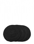 House Nordic - Rina - Placemat In Braided Jute, Dark Grey, &Oslash;38 Cm, Set Of 4 - Lauamatid - 38X38X0.5CM