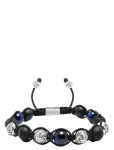 Nialaya - Men's Sterling Silver Beaded Bracelet With Matte Onyx, Lava Stone, And Blue Tiger Eye - K&auml;ev&otilde;rud - L