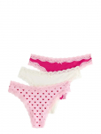 Lindex - 3-Pack Thong With Lace Details - Stringid - XXL